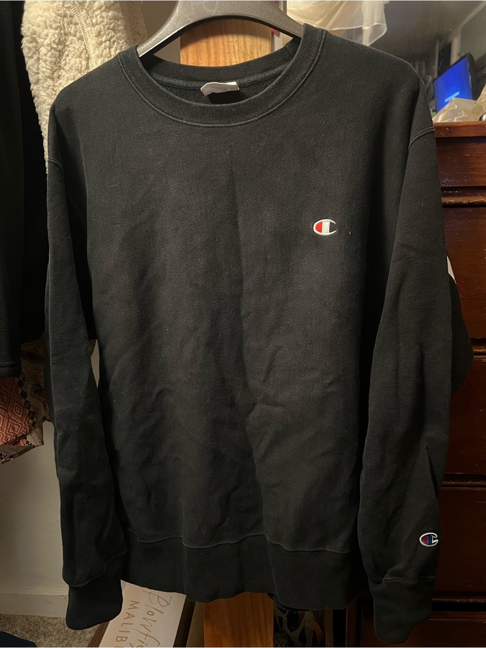 Champion Black Crewneck Sweatshirt with Small Logo